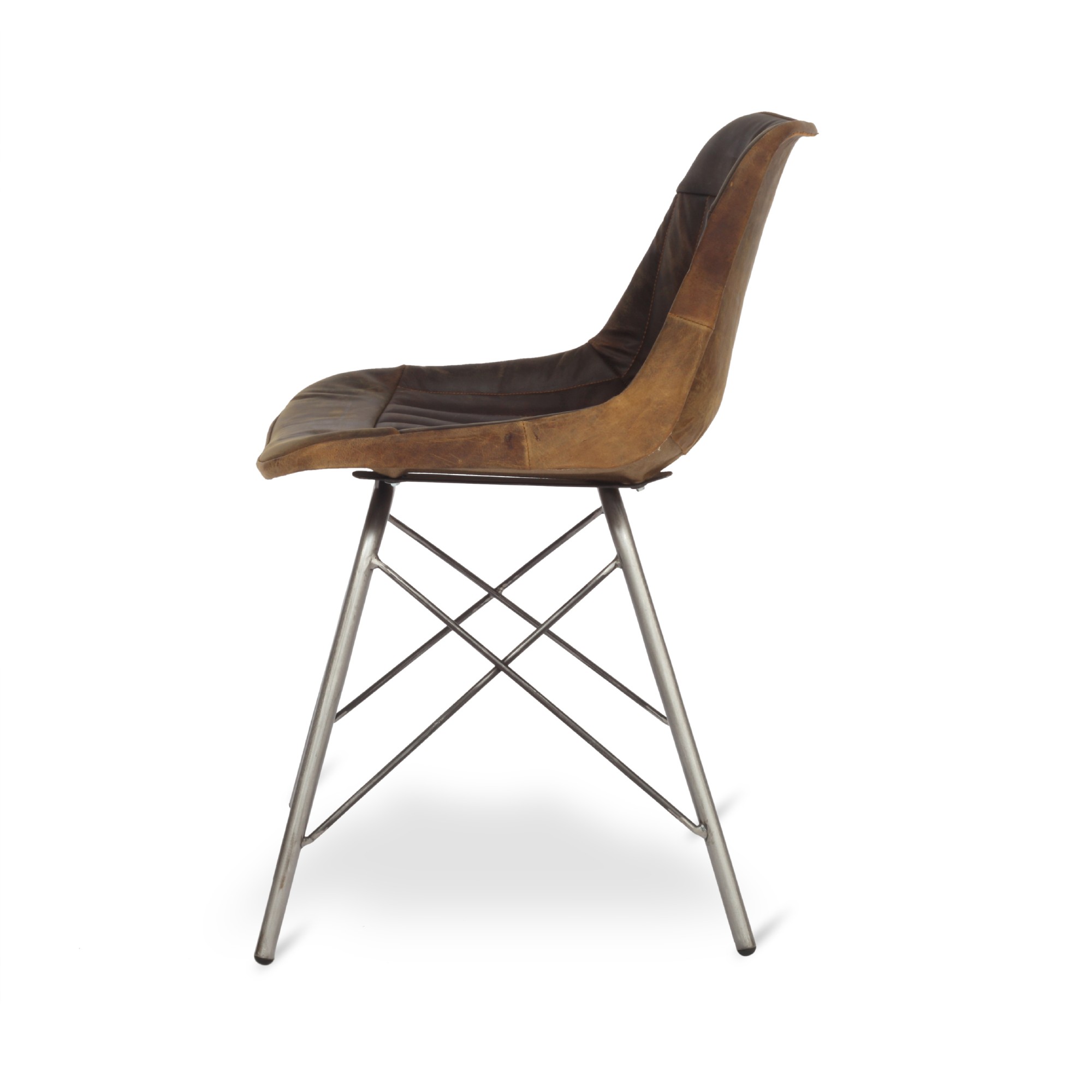 Lederstuhl 'Assange-Buffalo', braun, grau, B 46 cm, L 48 cm, H 78 cm von fischer's lagerhaus