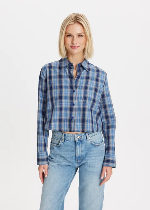 Cropped blouse geruit blauw (BLW.M)