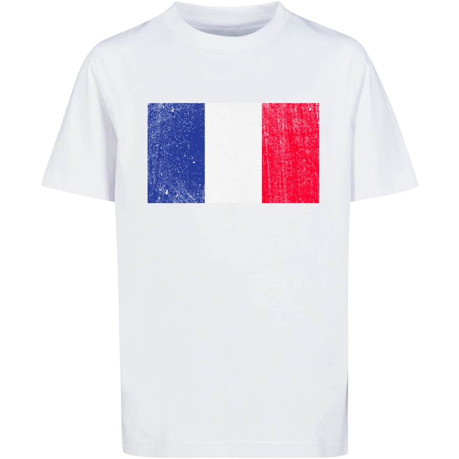 F4NT4STIC T-Shirt France Frankreich Flagge distressed weiß