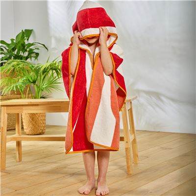 Poncho de bain enfant à rayures - 400 g/m²