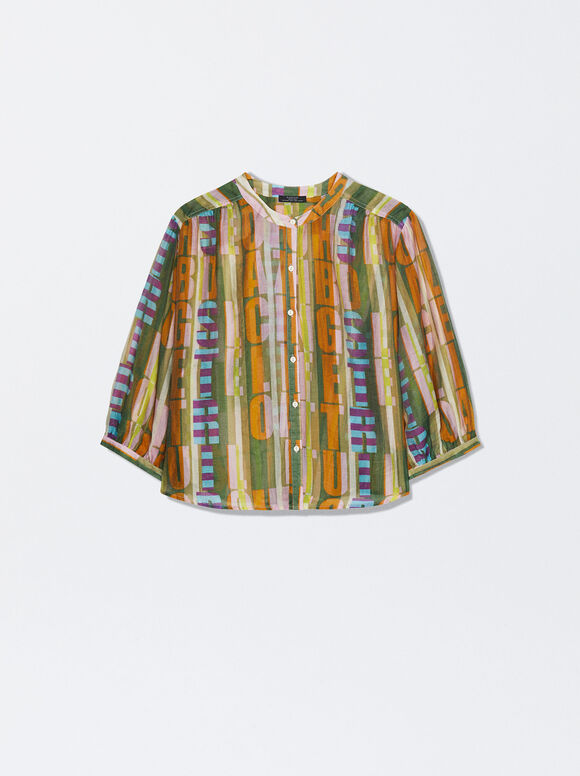 Camisa de liocel estampada - Multicolorida