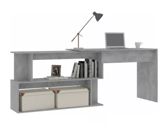 Bureau d'angle Gris béton 200x50x76 cm Bois d’ingénierie
