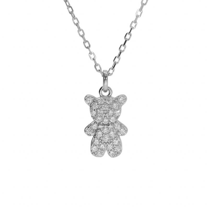 Collier enfant argent et pendentif ourson blanc