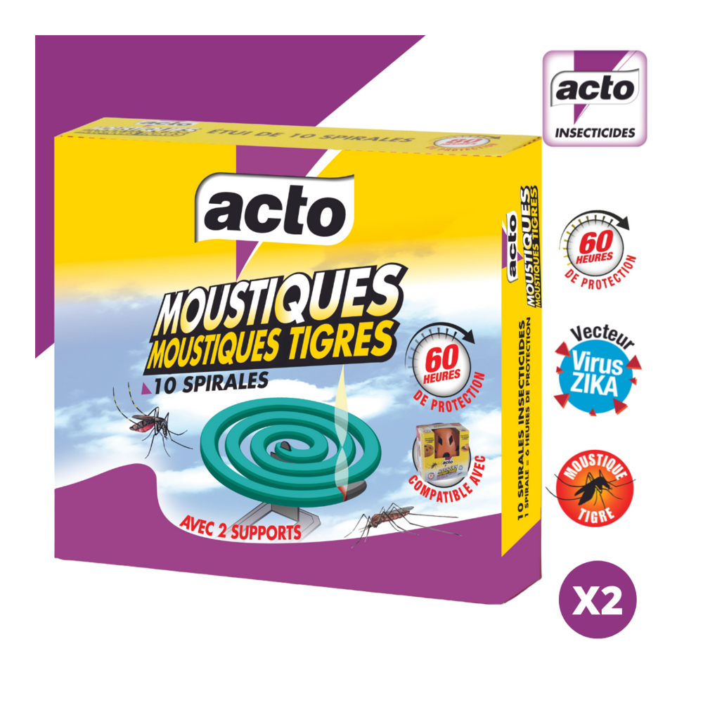Lot de 20 spirales anti-moustiques acto : protection efficace contre moustiques