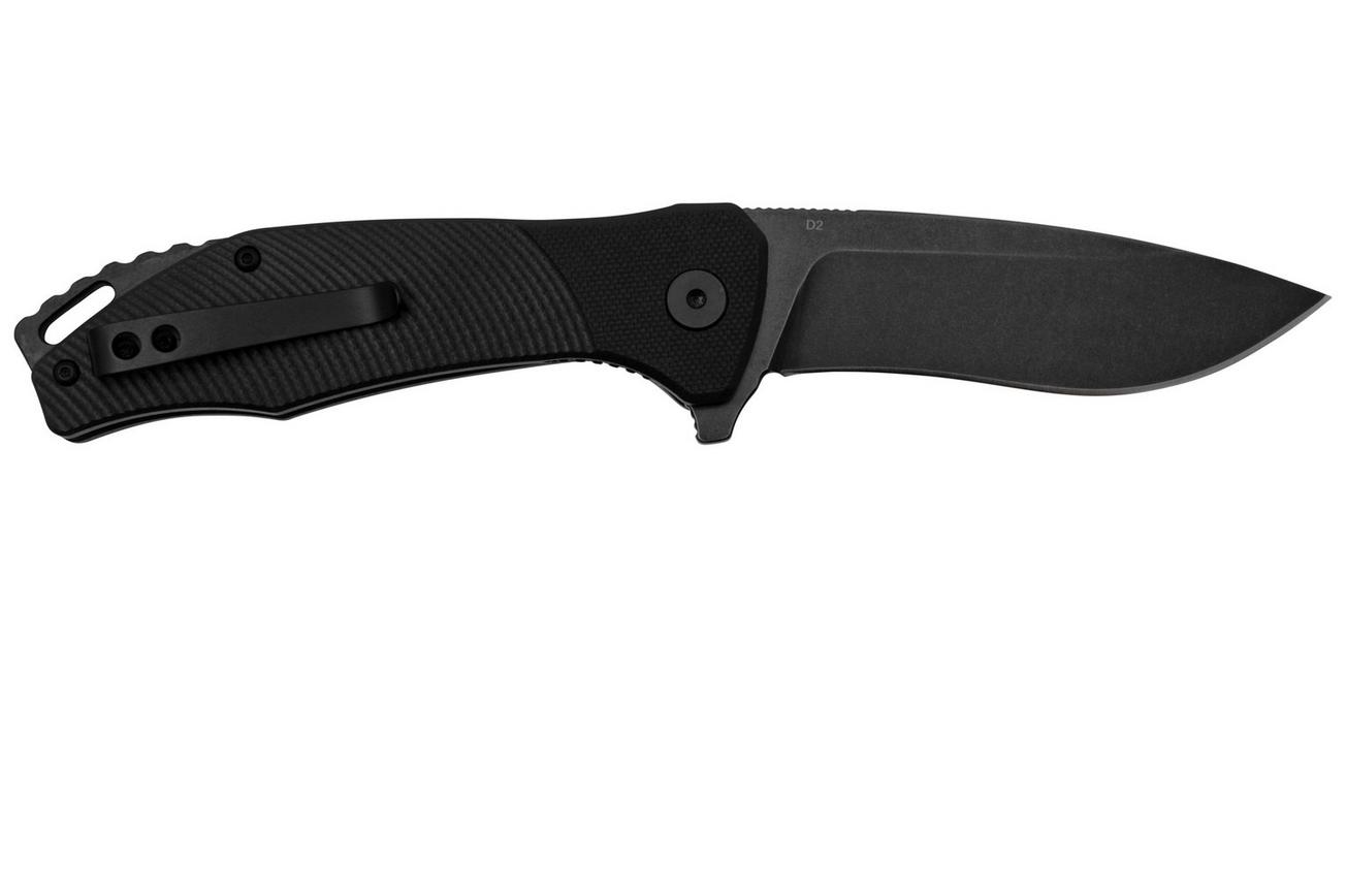 QSP Knife Raven QS122-C2 Blach G10, Black D2 Stonewashed, zakmes