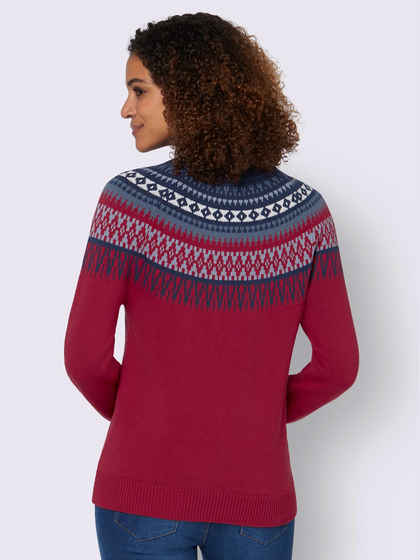 Pull en pur coton motif norvégien en jacquard col rond