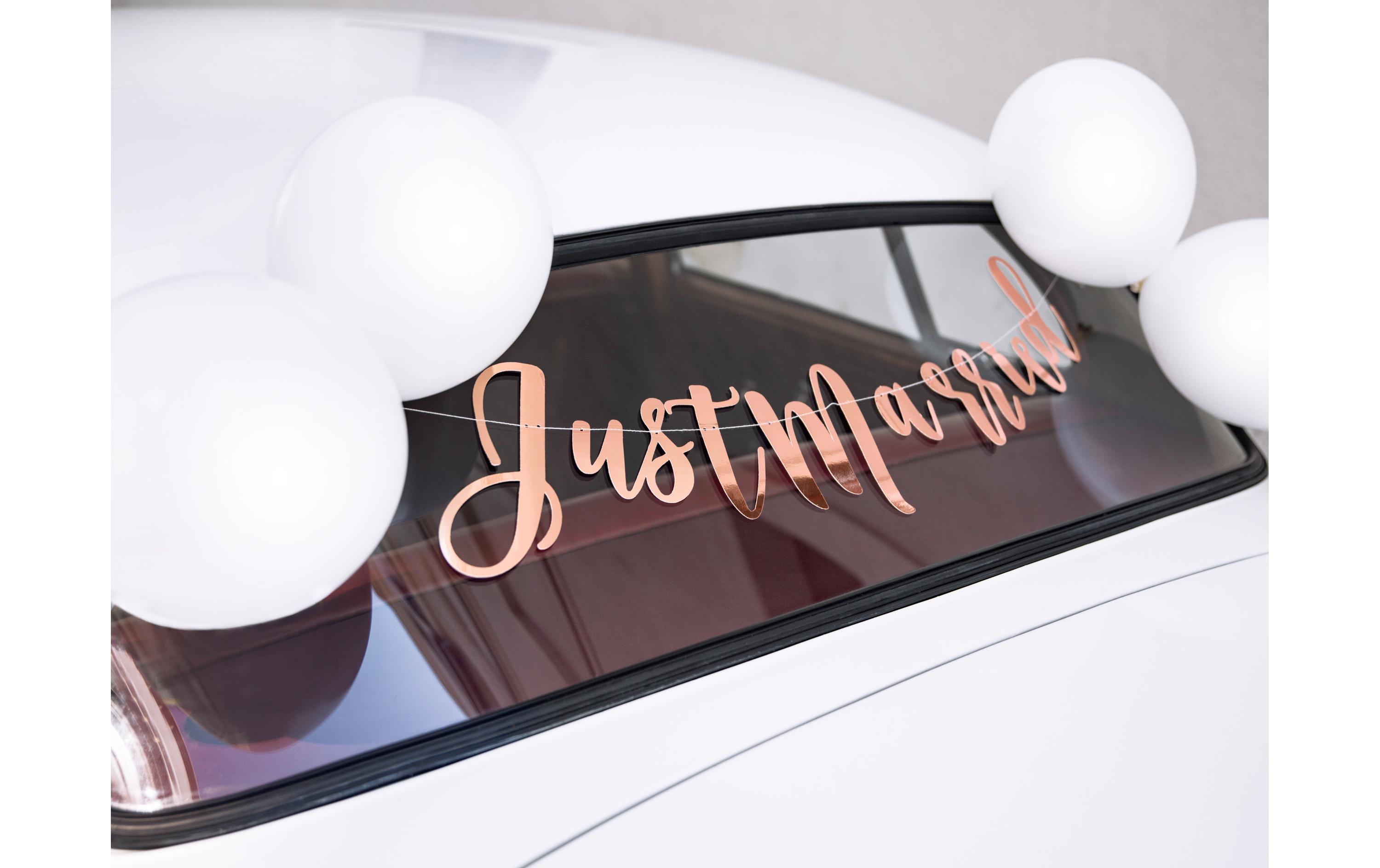 Hochzeitsaccessoire Auto Dekoration Set Rrosegold/WeissAutoschmuck für die Hochzeit