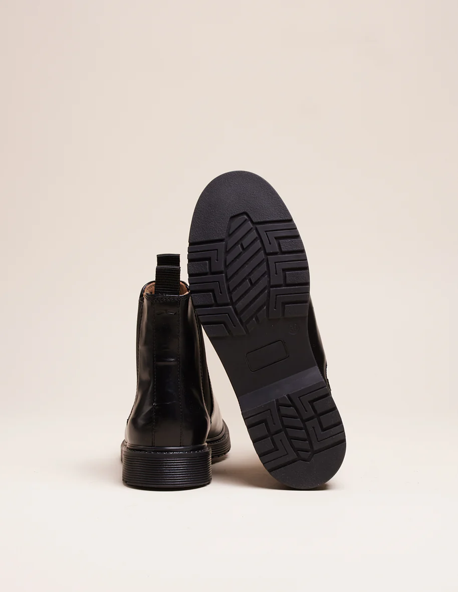 Bottines plates Marielle - Cuir box noir