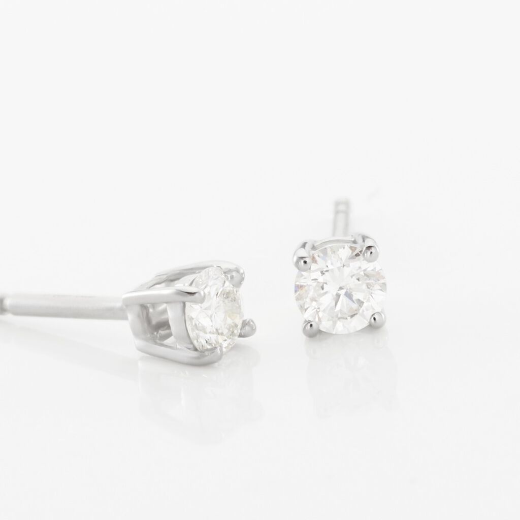 Boucles D'oreilles Puces Or Blanc Victoria Diamants