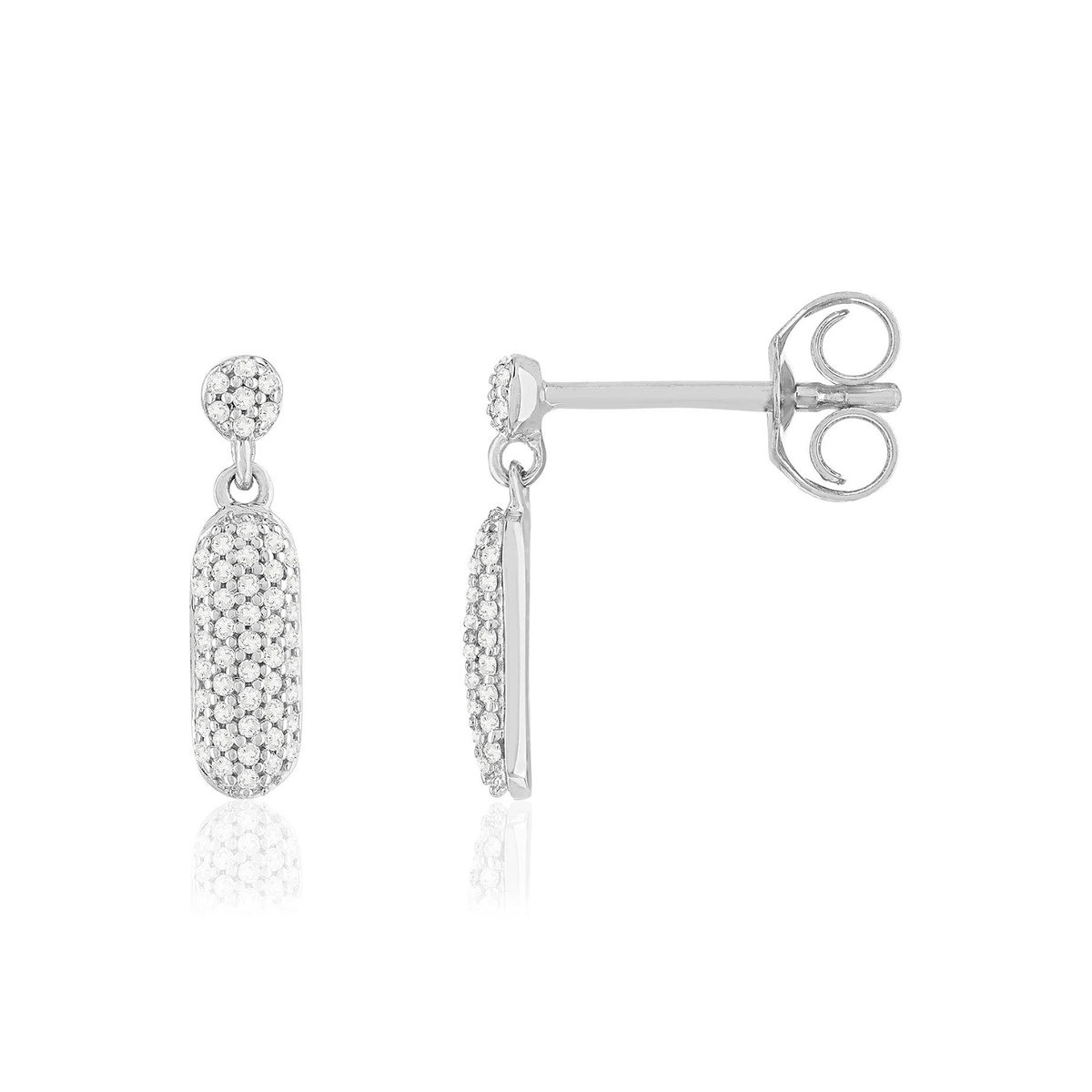 Boucles d'oreille or 375 blanc diamants