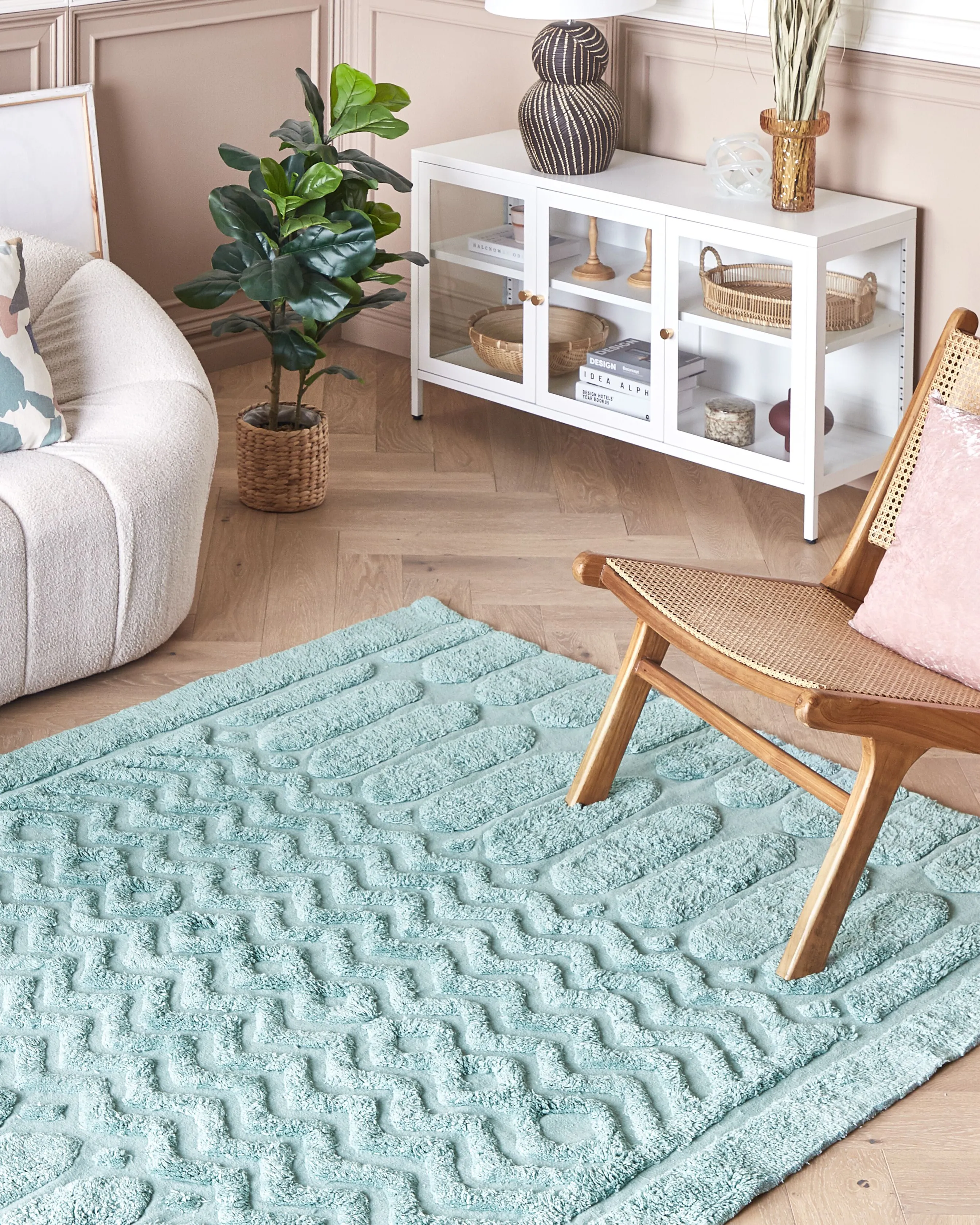 Vloerkleed SIRNAK Mintgroen 160 x 230 cm Katoen