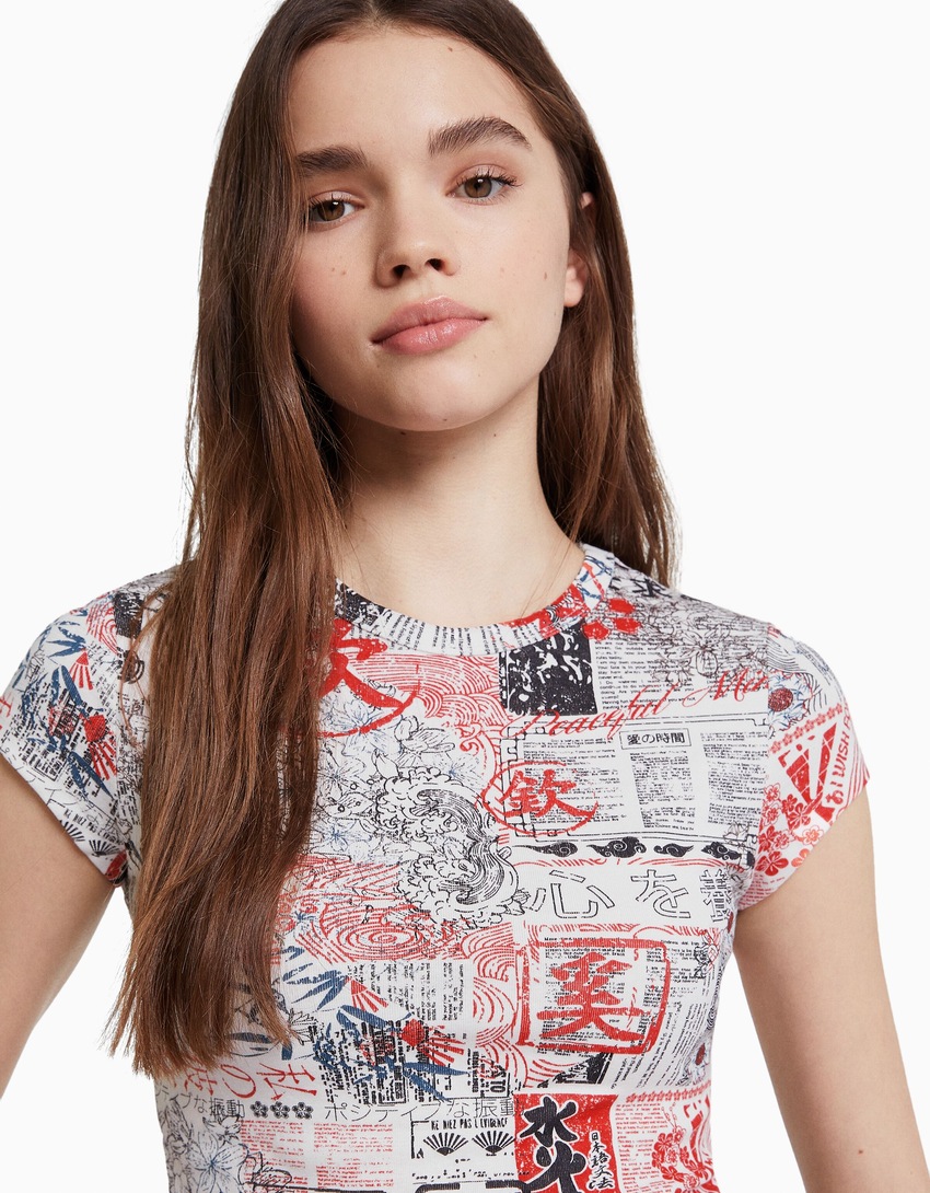 Camiseta de manga curta com estampa