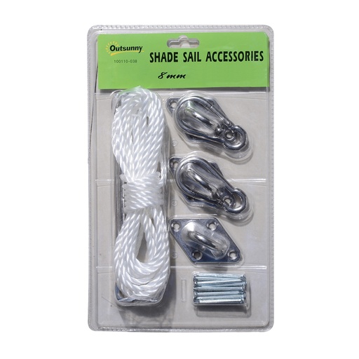 Acessórios para toldo Outsunny: conjunto de ganchos fixos para corda de toldo/vela