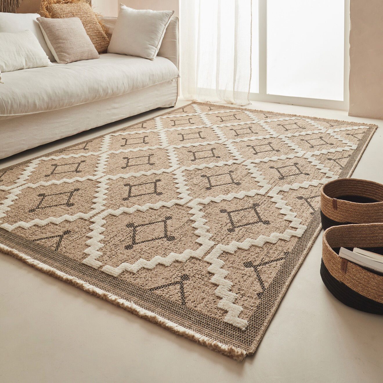 Nazar Rugs Tapis aspect jute TULUM 9041 intérieur & extérieur noir - 200x290 cm