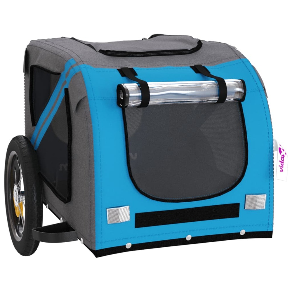 Remorque de vélo pour animaux de compagnie bleu et gris
