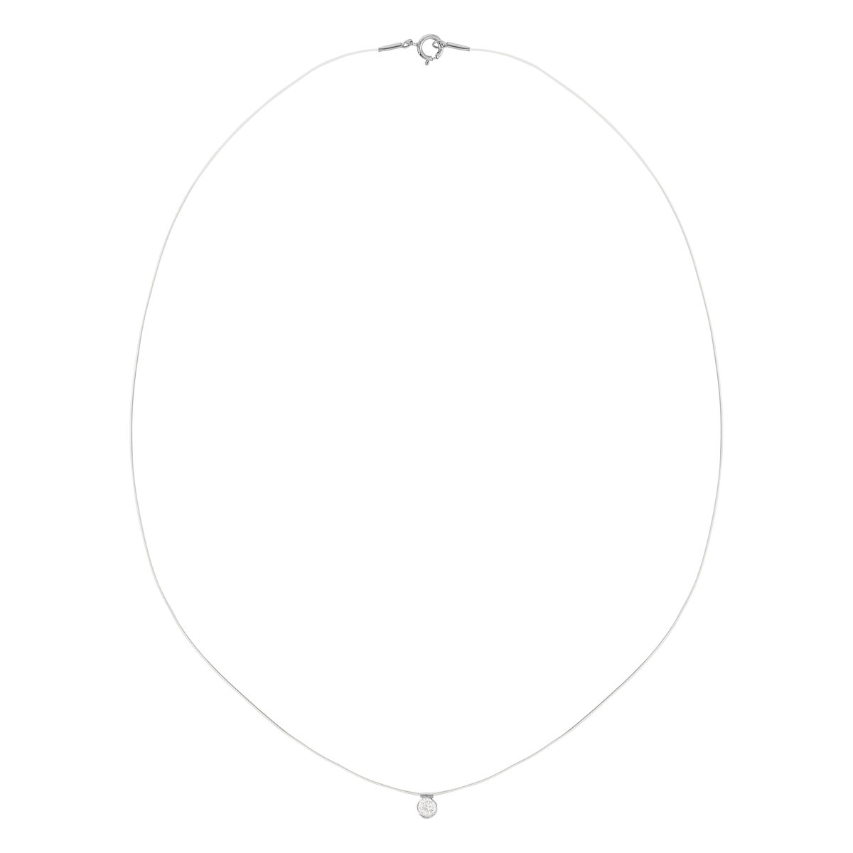 Pendentif or 375 blanc zirconia fil nylon. long. 40.5 cm