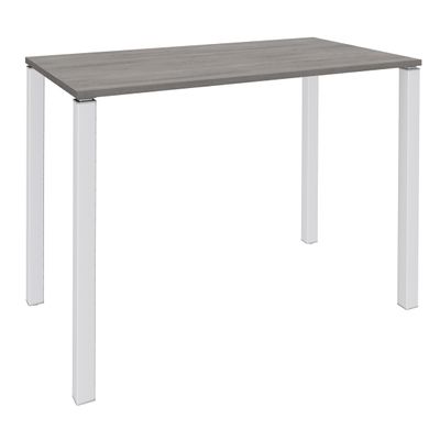 Table Lounge 4 pieds - L140xH105xP80 cm - Pied blanc - plateau imitation chêne gris