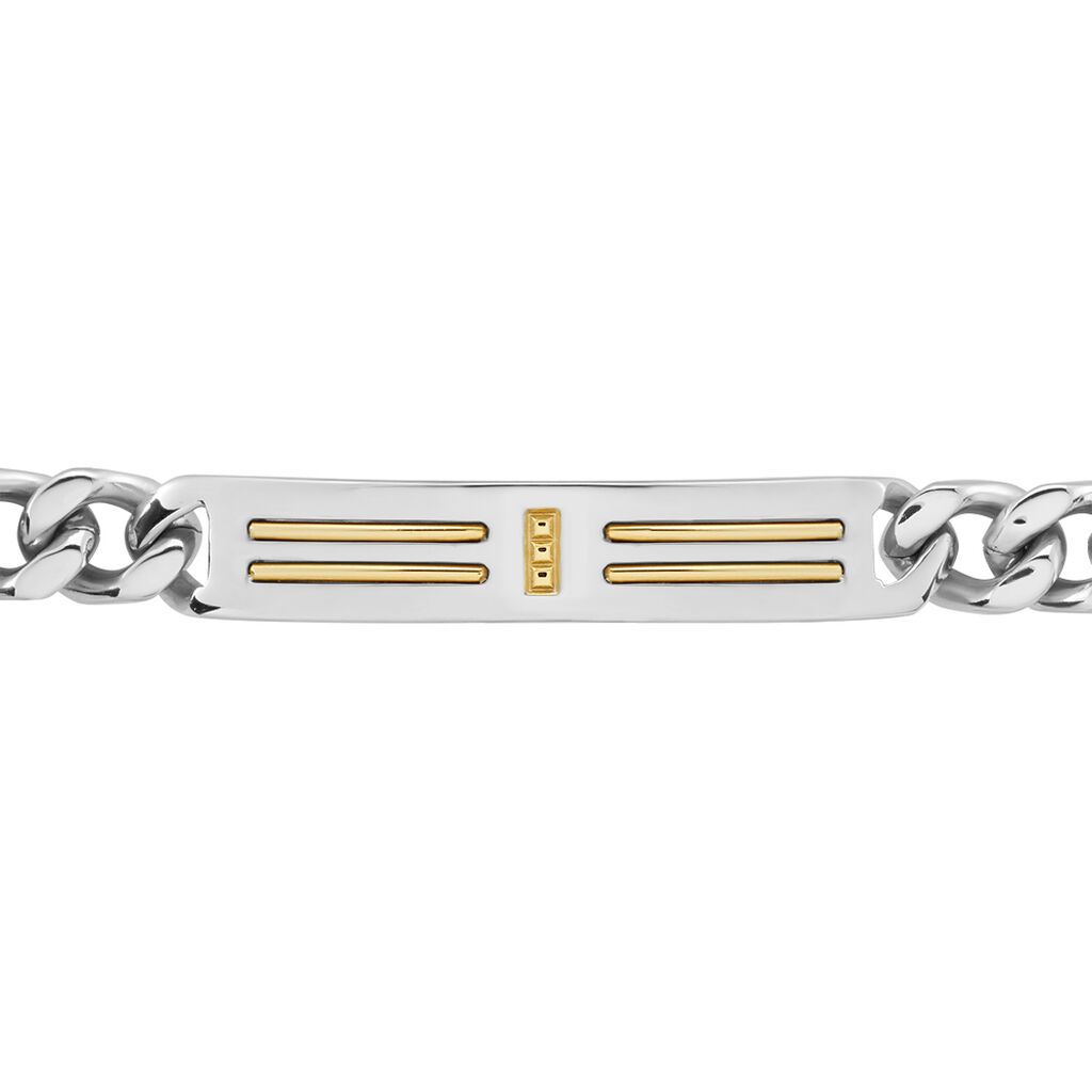 Bracelet Identité Acier Blanc Et Plaqué Or Aristocles