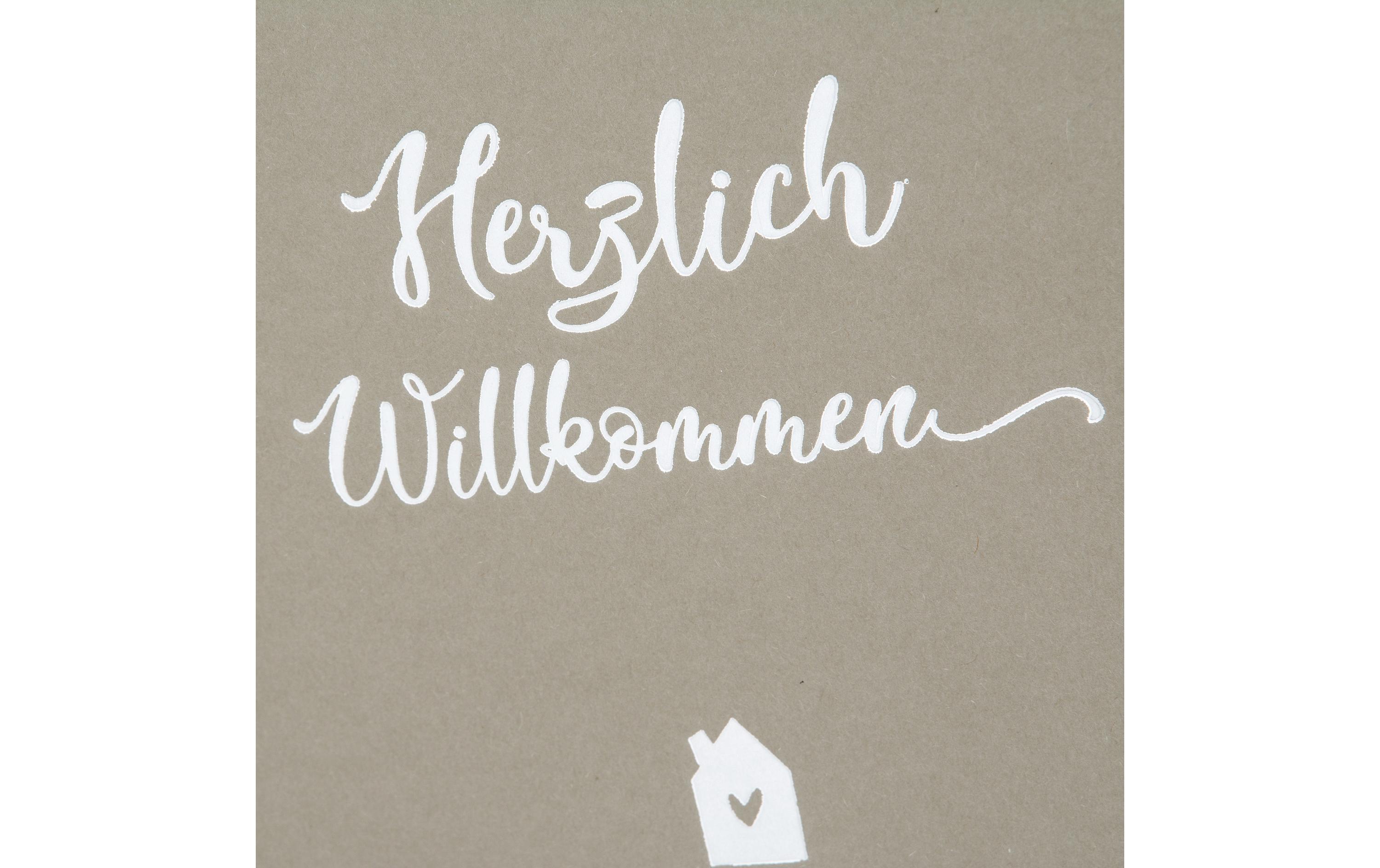 Gästebuch Herzlich Willkommen 23 x 25 cm, 176 Seiten, TaupeGästebuch mit Weissprägung und Lesezeichen