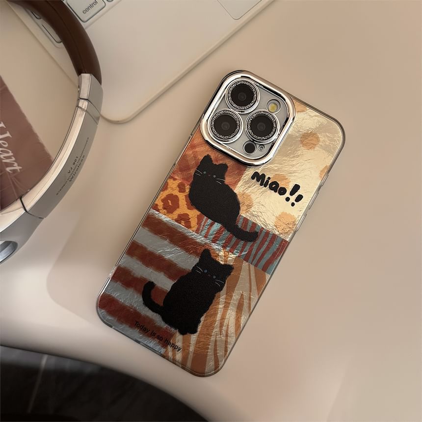 Mobby - Cat Metallic telefoonhoesje - iPhone 16 Pro Max / 16 Pro / 16 Plus / 16 / 15 Pro Max / 15 Pro / 15 Plus / 15 / 14 Pro Max / 14 Pro / 14 Plus / 14 / 13 Pro Max / 13 Pro / 13 / 13 Mini