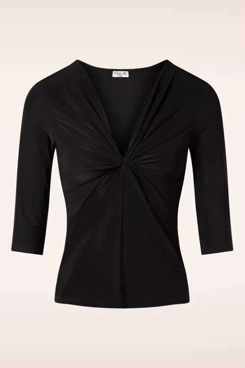 Vintage Chic for Topvintage Ava geknoopte slinky top in zwart