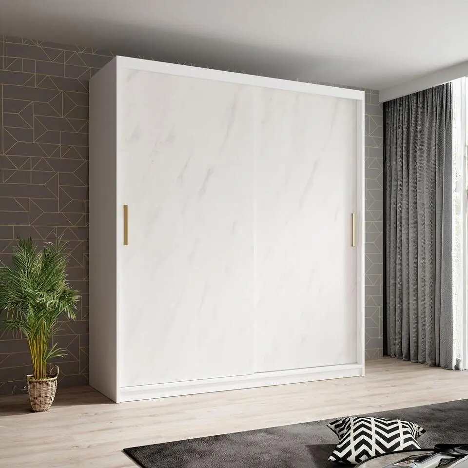 Meubella - Kledingkast Marmer - Wit - 180 cm