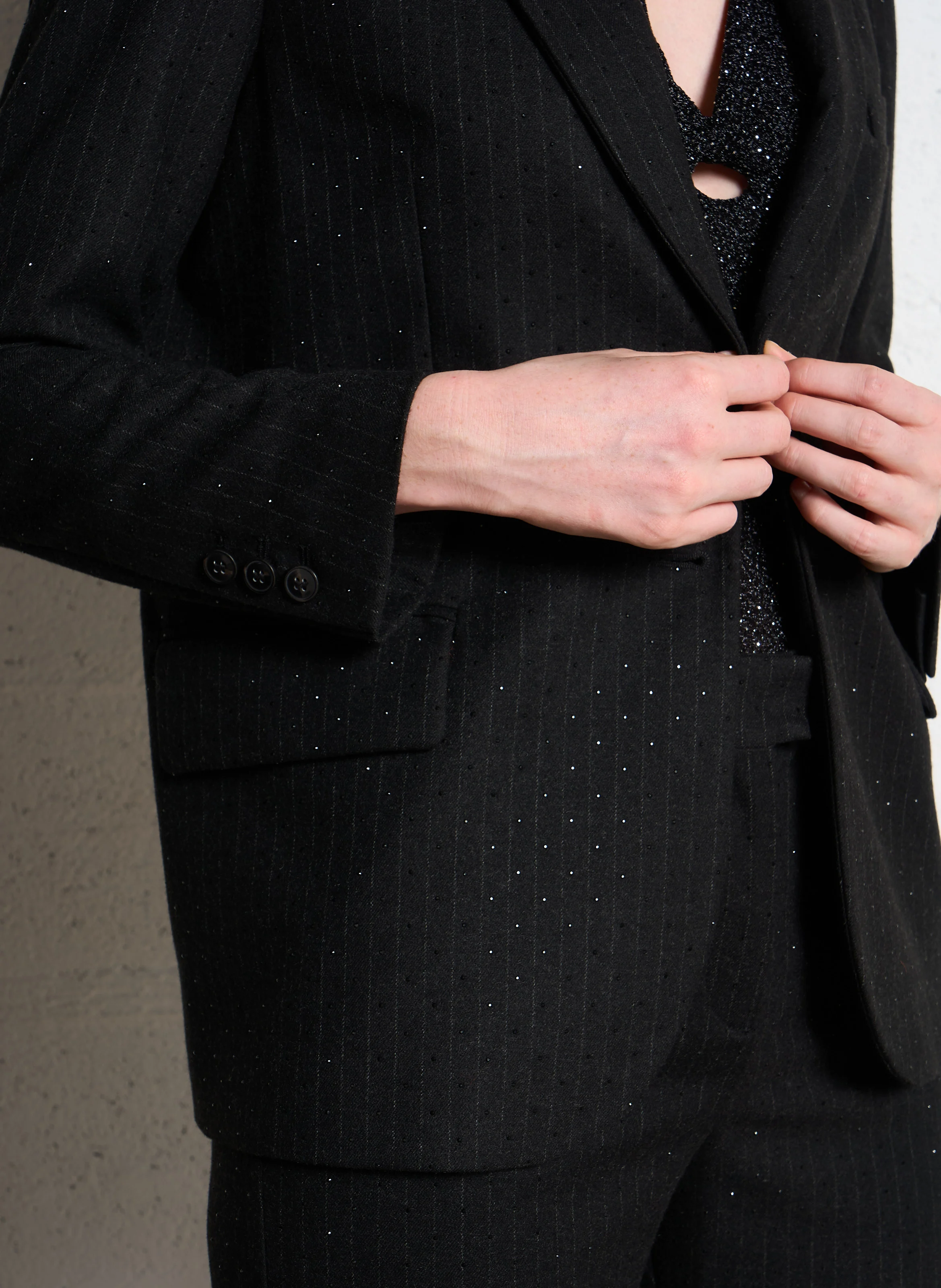 POPS - Veste de tailleur à rayures | Noir