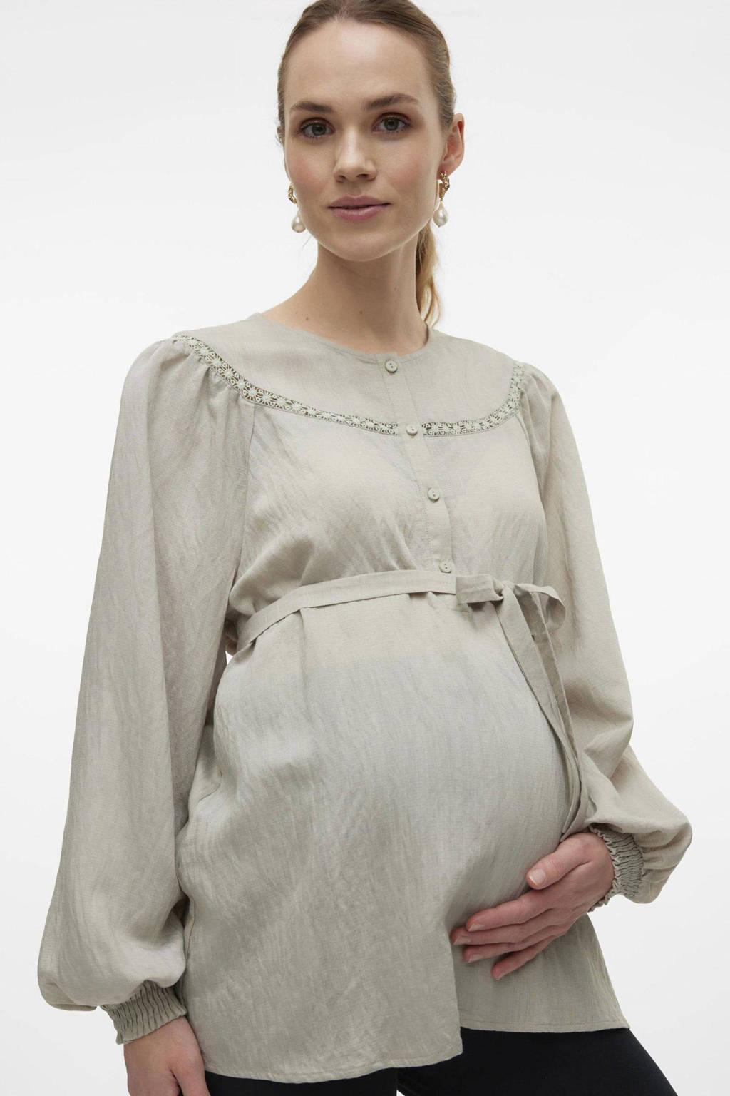 MAMALICIOUS zwangerschapsblousetop MLZIARA lichtgrijs