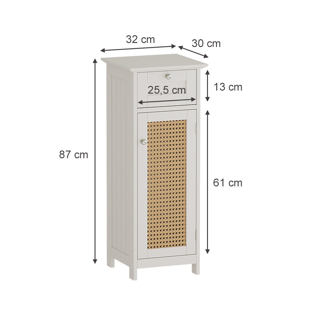 Vicco Midischrank Rosario 32 x 87 cm, Weiß, 1 Tür, 1 Schublade, Badezimmer, modern
