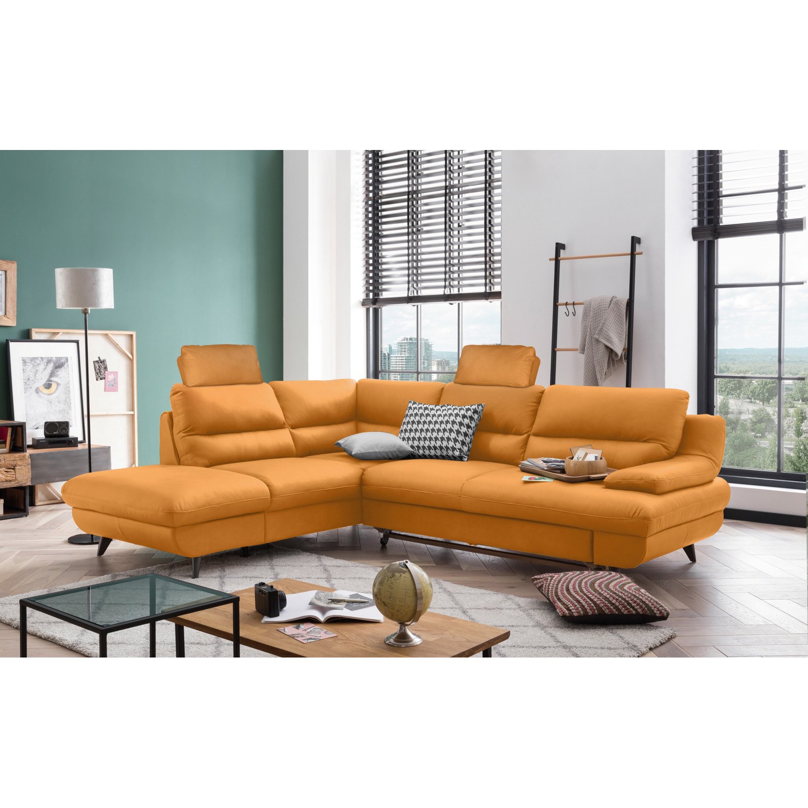 Ecksofa Pike Leder, Ottomane links amber