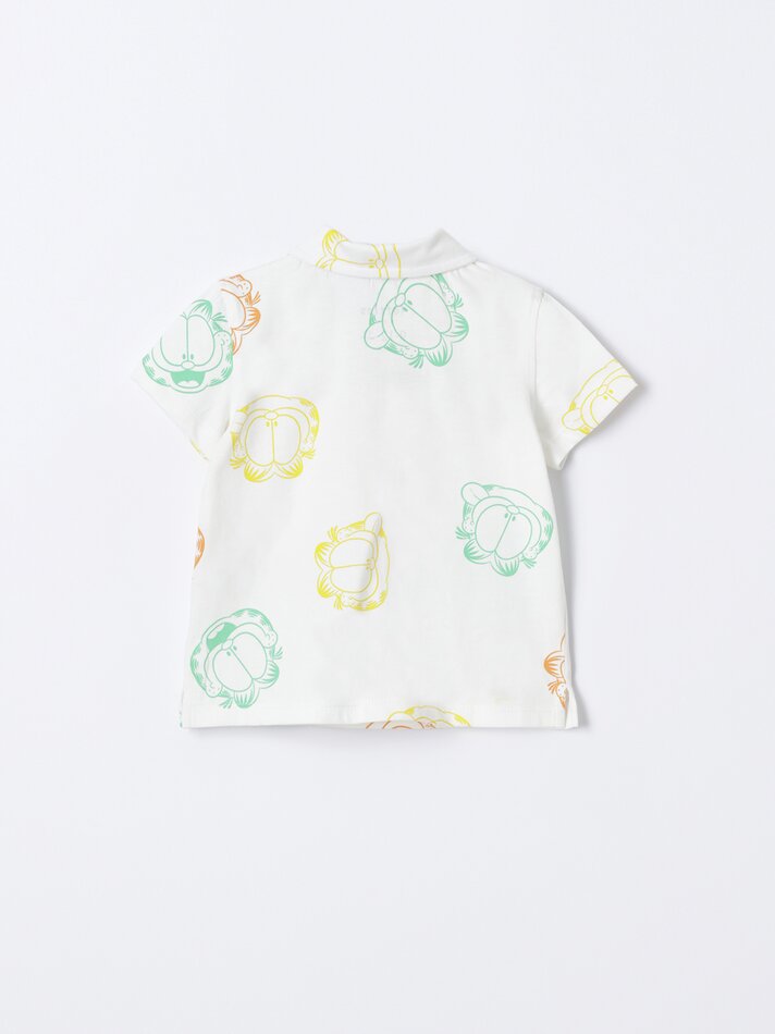 Conjunto de camisa polo e bermuda Garfield - Nickelodeon - Off White