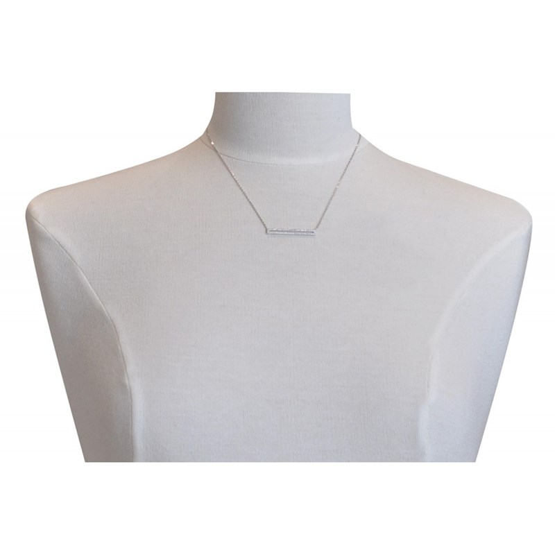 Collier Argent Rhodié Rectangle Ajouré de Strass