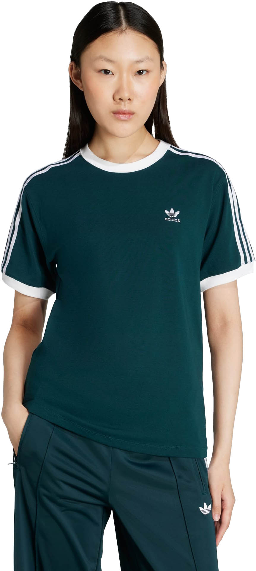 3-Stripes Tee Dame Aurora Ivy/White