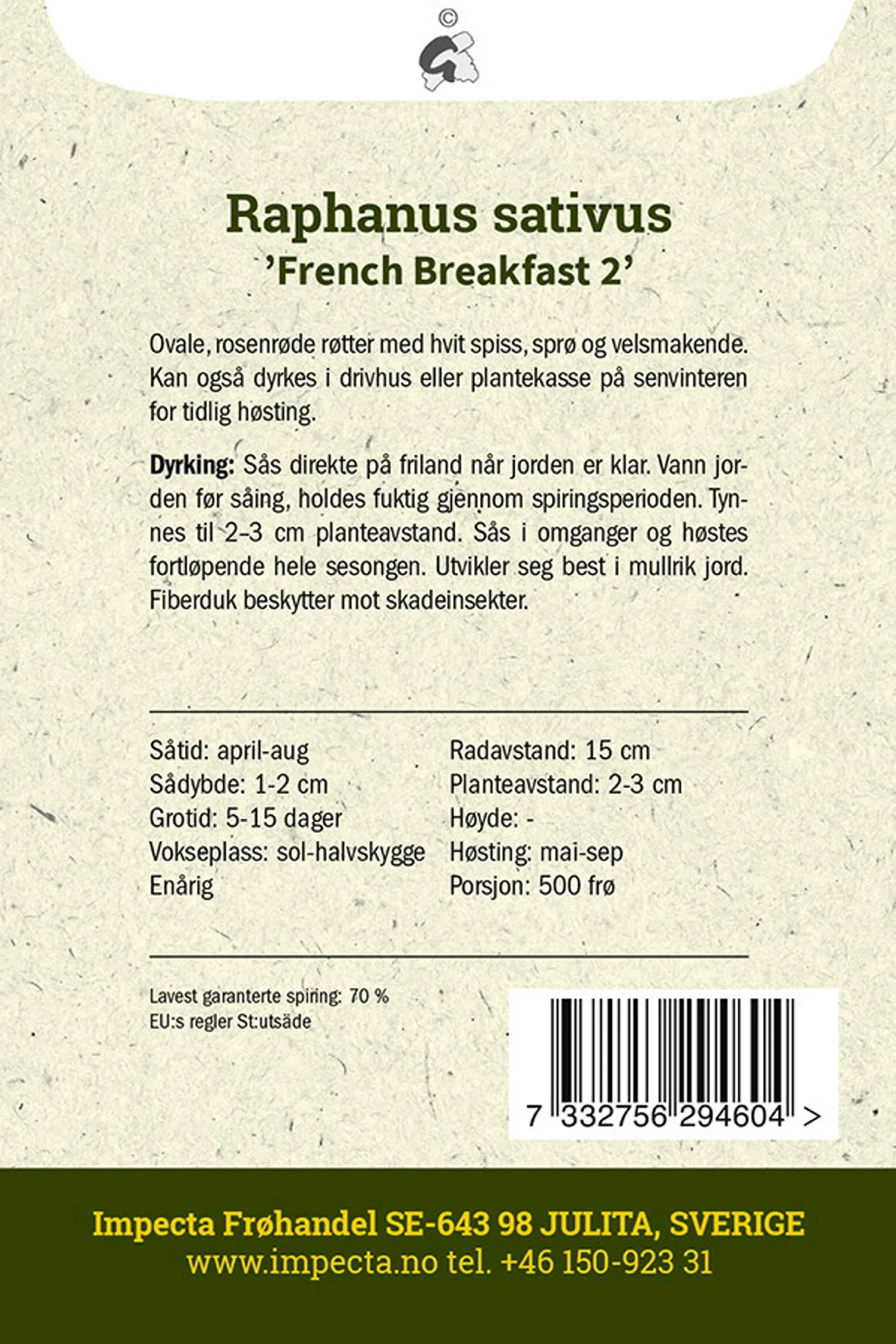 Raphanus sativus 'French Breakfast 2' Reddik 'French Breakfast 2'