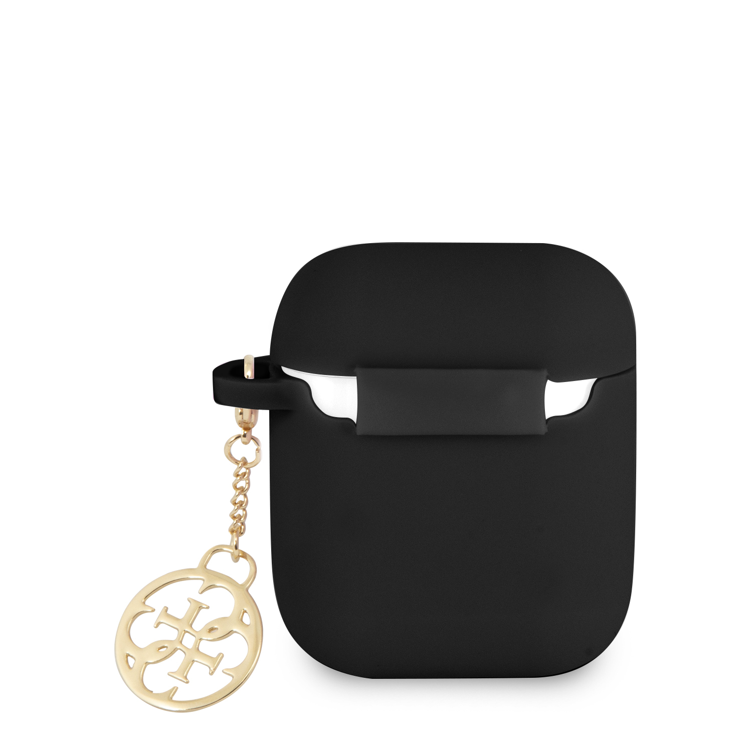 AirPods (1. & 2. Generation) Silikon Schutzhülle   Logo Anhänger (GUA2LSC4EK) - Schwarz / Gold