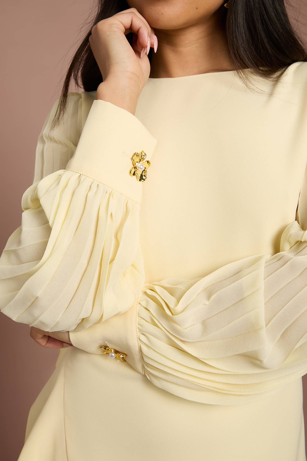 Coast Robe Mi-longue Plissée En Crêpe À Manches Longues Petite