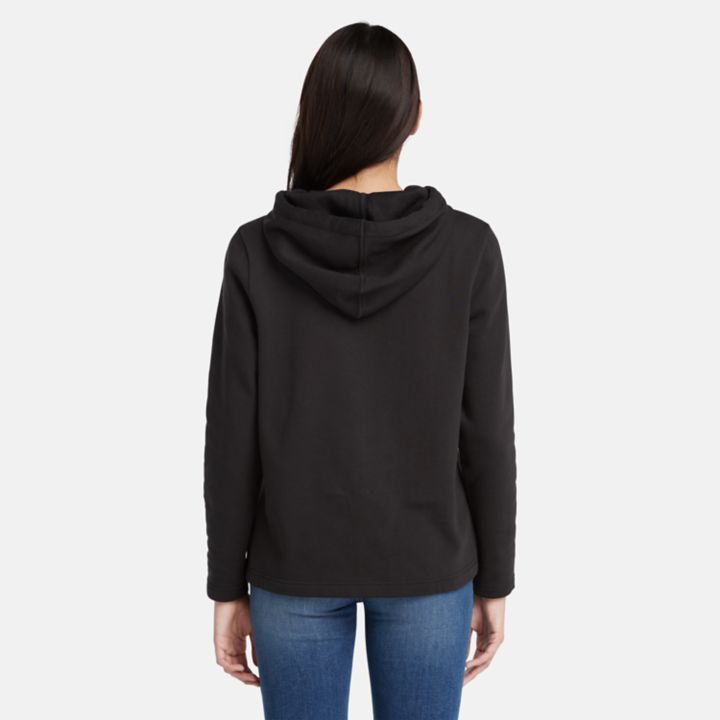 Moletom com capuz Small Stack Logo para mulheres na cor preta.