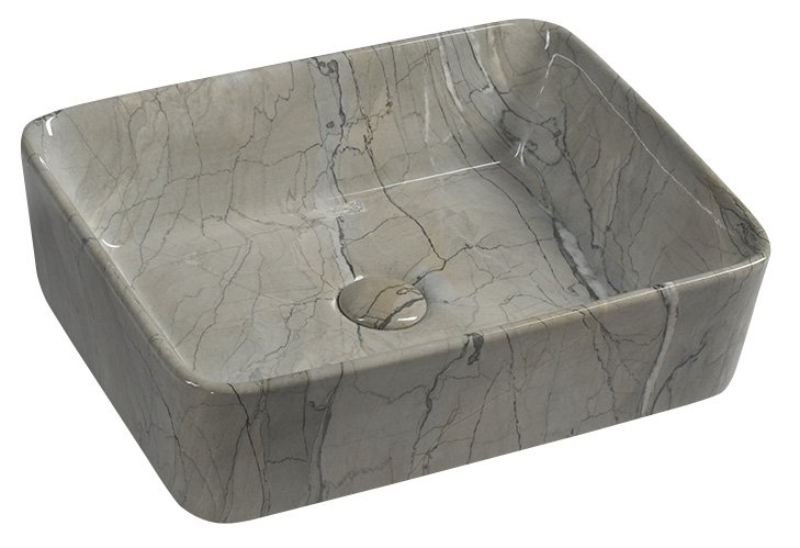 Sapho Dalma keramische waskom grijs marmer structuur 48x38x13cm