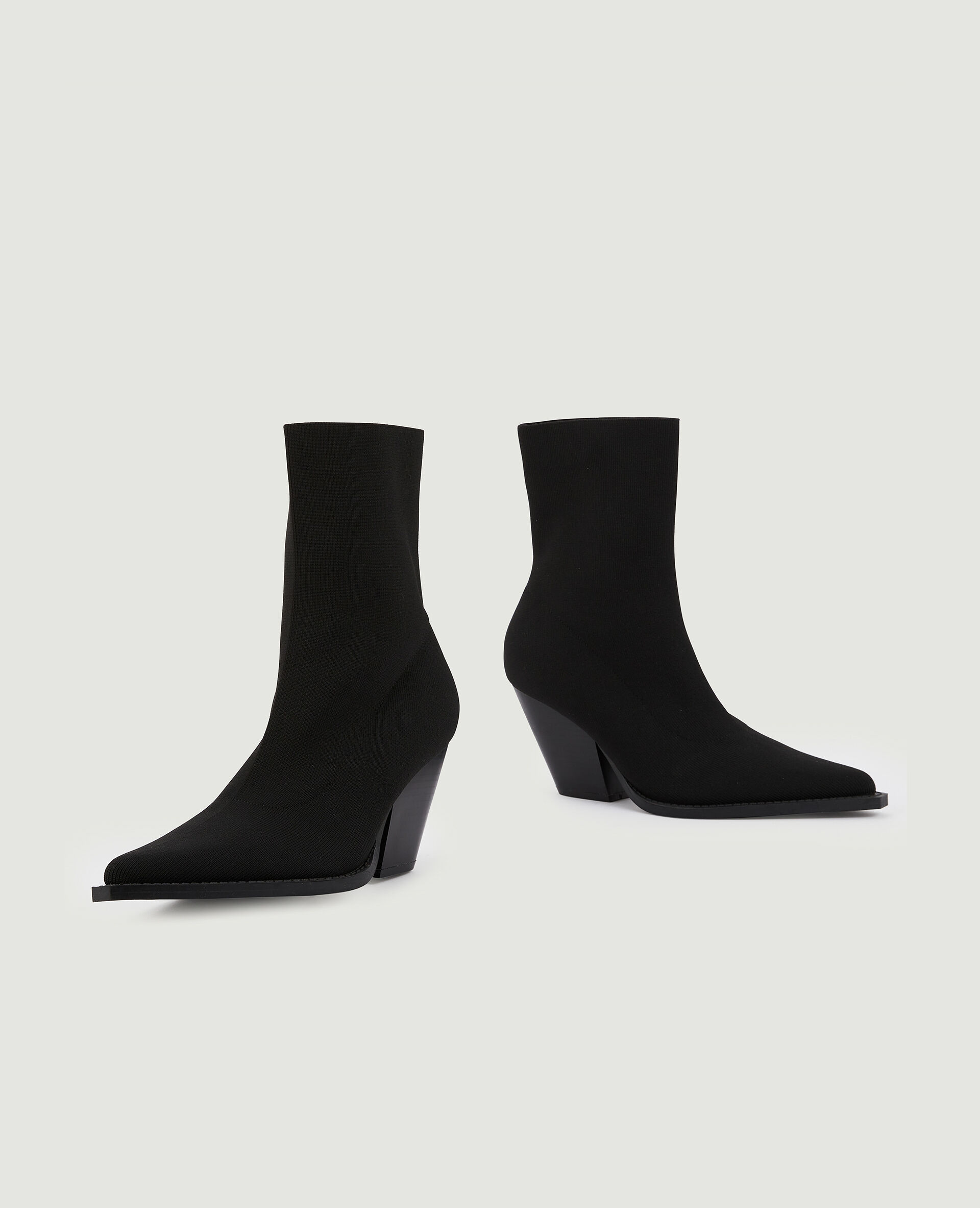 Boots façon santiags en maille textile extensible - Noir