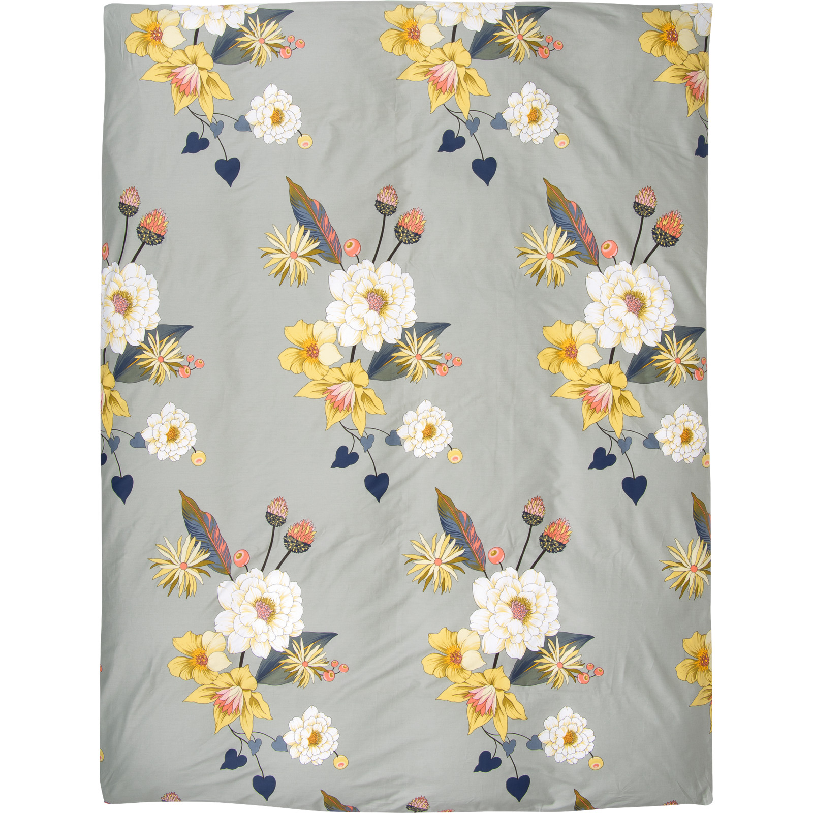 Bettwäsche grau-gelb mit Blumen