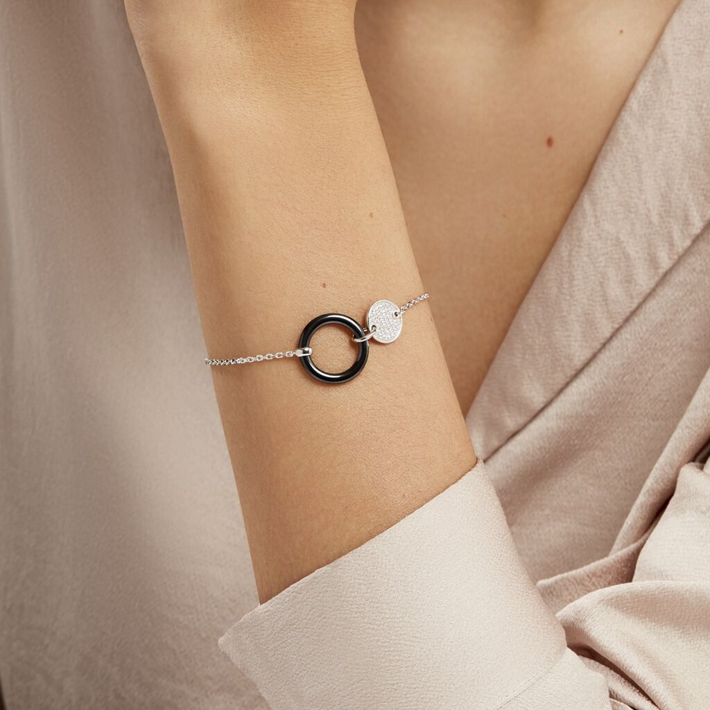 Bracelet Issara Argent Blanc Céramique Et Oxyde De Zirconium