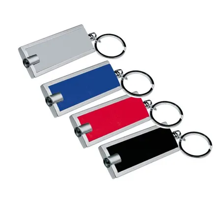 Macma Schlüsselanhänger mit LED Taschenlampe, 4 Stück je 1x in schwarz, blau, rot und grau