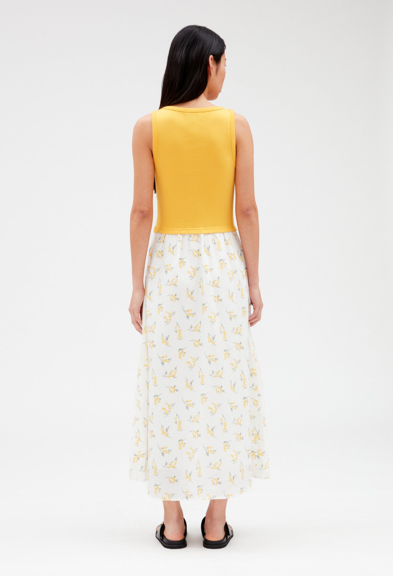 Robe midi bimati&egrave;re mimosa