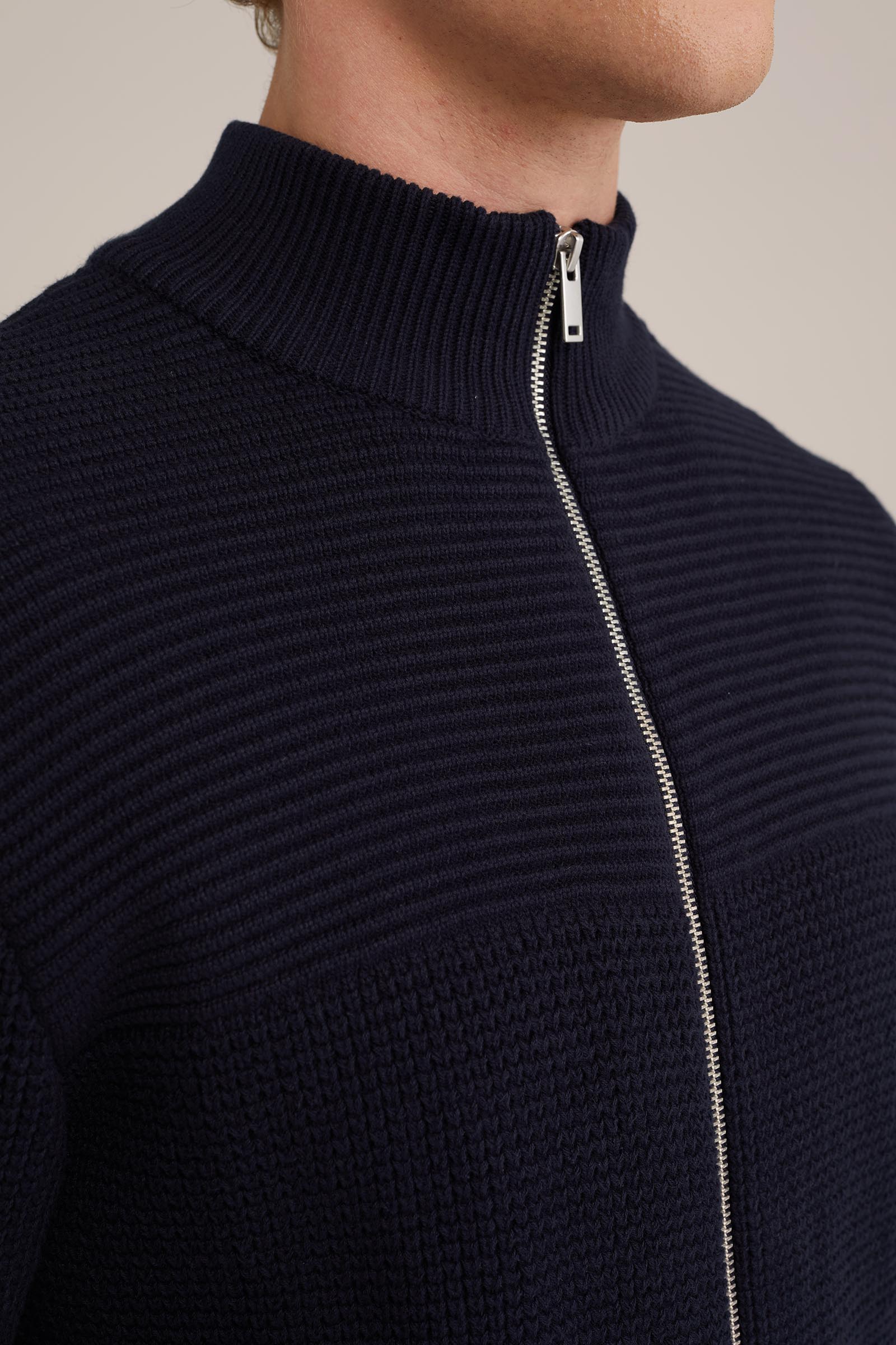 vest met structuur WE Fashion Donkerblauw