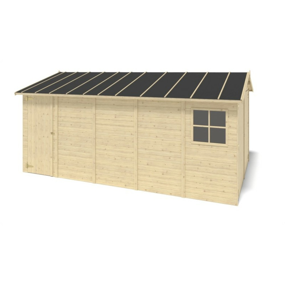 Garage en bois - 14,94m2 - 3,05x4,93m - ep. 18mm - couleur: naturel