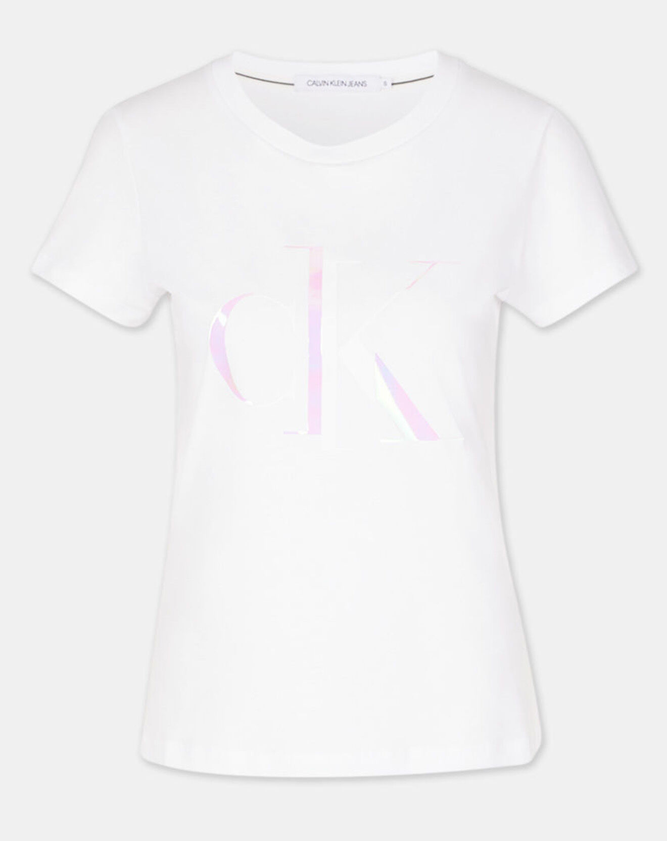 Calvin Klein Jeans T-Shirt Logo Iridescent blanc