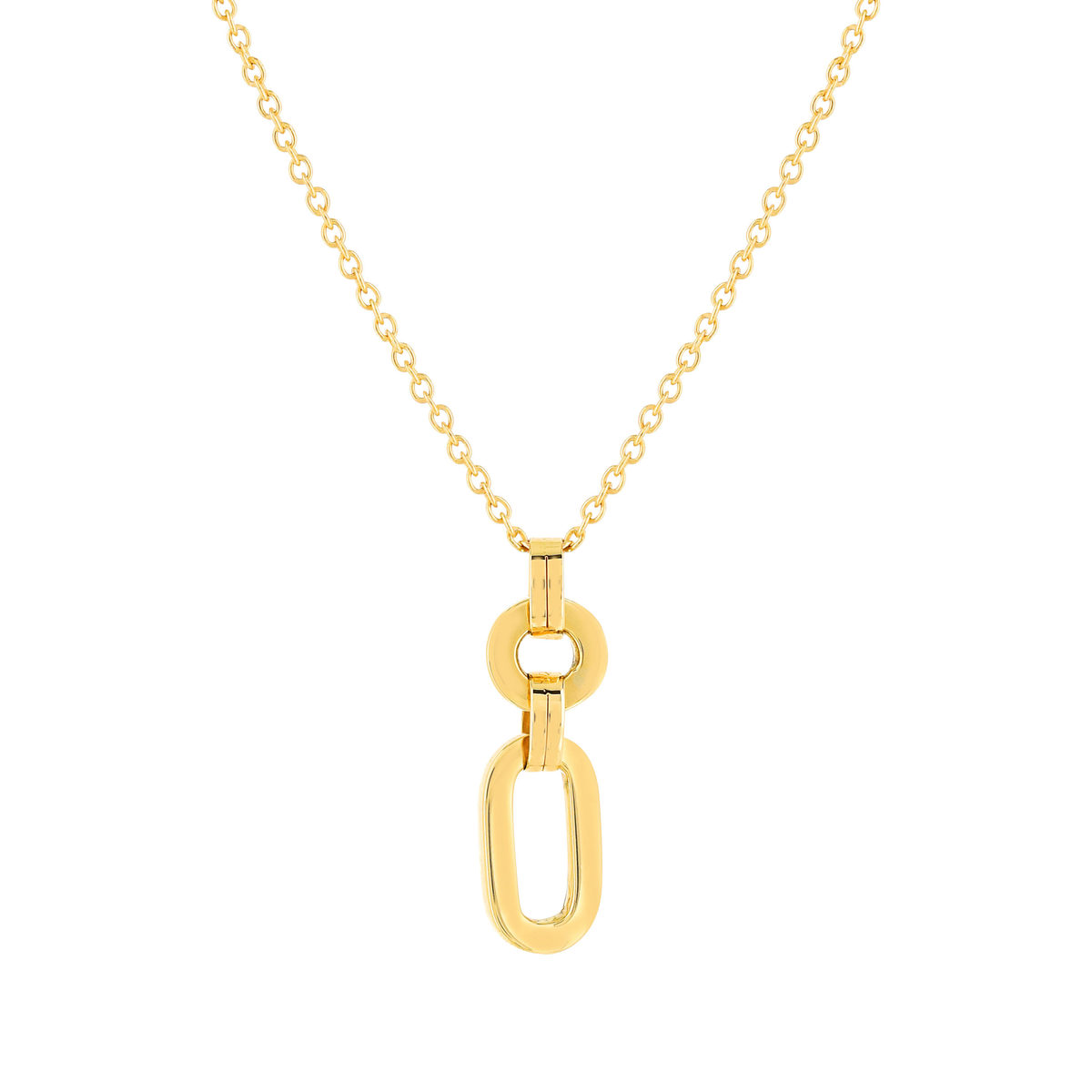 Collier or jaune 375, motif maillons. Longueur 45 cm.