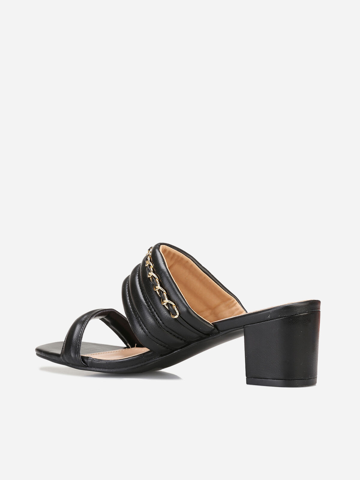 Mules matelassées à chaîne grandes tailles- Noir