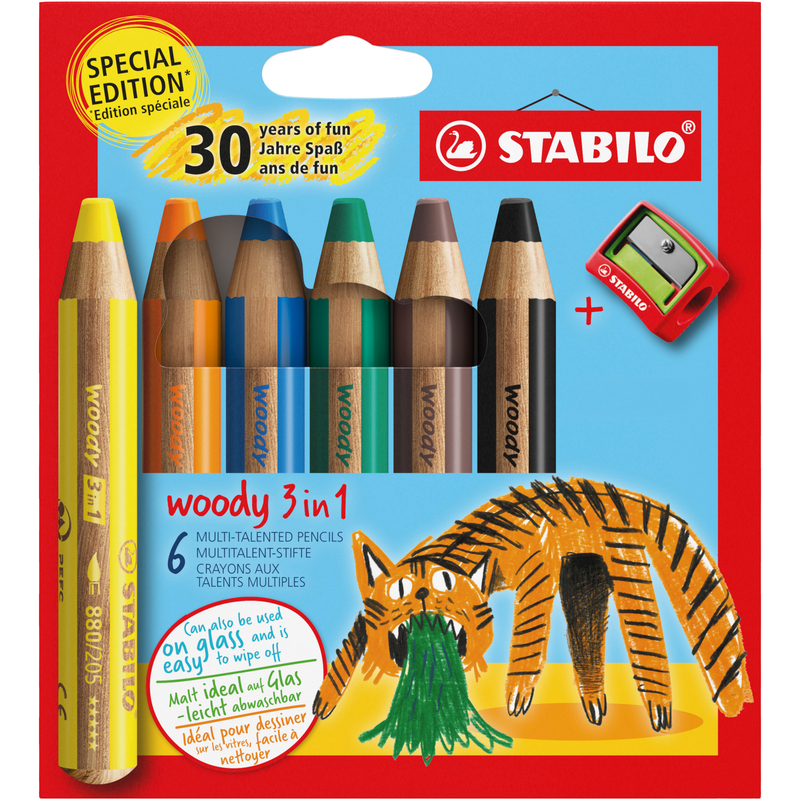 Stabilo Farbstifte Woody 3 in 1, Tiger, 6 Stück, assortiert