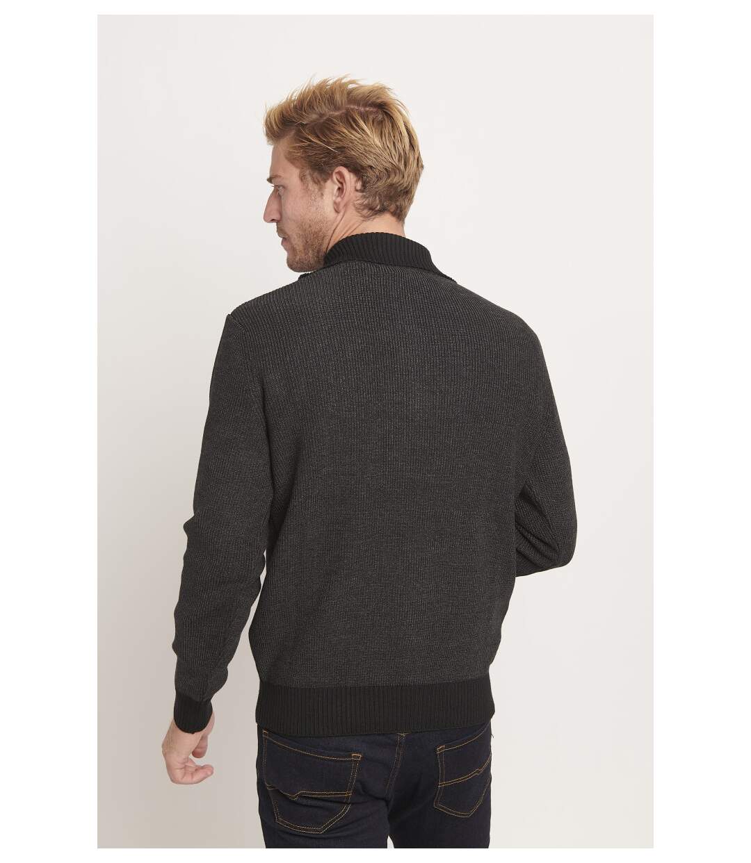 Gilet à fermeture zippée MAILLE PERLEE BICOLORE